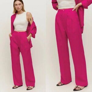 REFORMATION Hot Pink Linen High Rise Vesta Pants Size 0